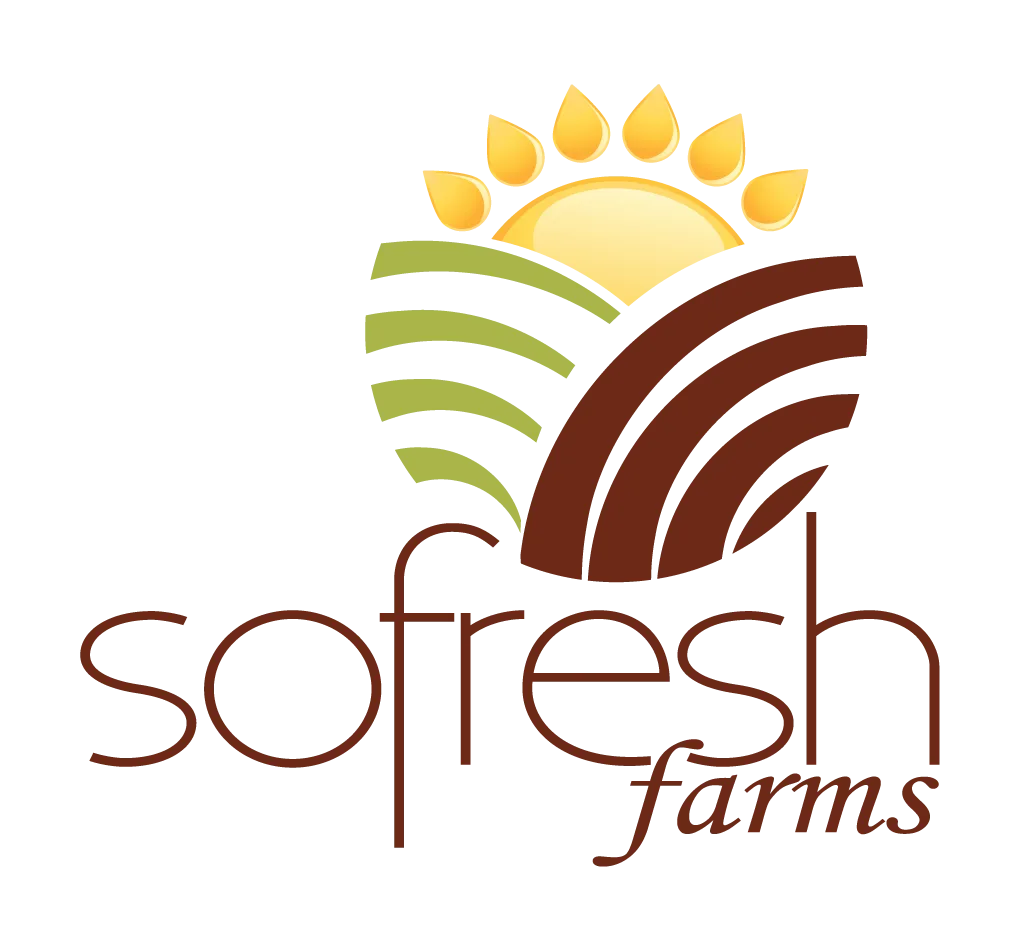 Logo of Sofresh Farms featuring stylized farmland and a sun silhouette.